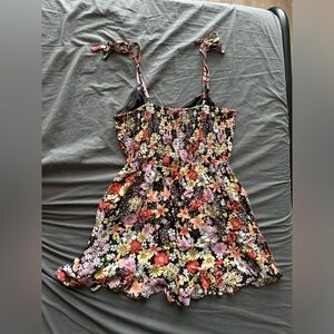 Brown Flower Floral Romper Dress